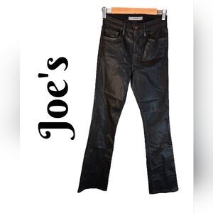 Joe's Womens Black Coated Denim Jeans Sz 26x33 Mid-High Rise Boot Cut Casual